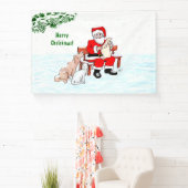 Frohe Weihnachten! Weihnachtsmann mit Katze und Hu Banner (InSitu)