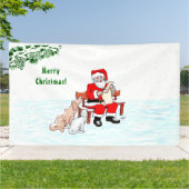 Frohe Weihnachten! Weihnachtsmann mit Katze und Hu Banner (Außenbereich)