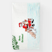 Frohe Weihnachten! Weihnachtsmann mit Katze und Hu Banner (Vertikal)