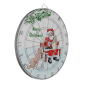 Frohe Weihnachten! Weihnachtsmann mit Katze und Hu Dartscheibe (Vorderseite Links)
