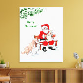 Frohe Weihnachten! Weihnachtsmann mit Katze und Hu Leinwanddruck (Insitu (Wohnzimmer))