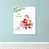 Frohe Weihnachten! Weihnachtsmann mit Katze und Hu Leinwanddruck (Insitu (Holzboden))