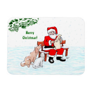 Frohe Weihnachten! Weihnachtsmann mit Katze und Hu Magnet