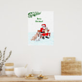 Frohe Weihnachten! Weihnachtsmann mit Katze und Hu Poster (Küche)