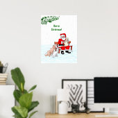 Frohe Weihnachten! Weihnachtsmann mit Katze und Hu Poster (Heimbüro)