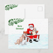 Frohe Weihnachten! Weihnachtsmann mit Katze und Hu Postkarte (Vorne/Hinten)