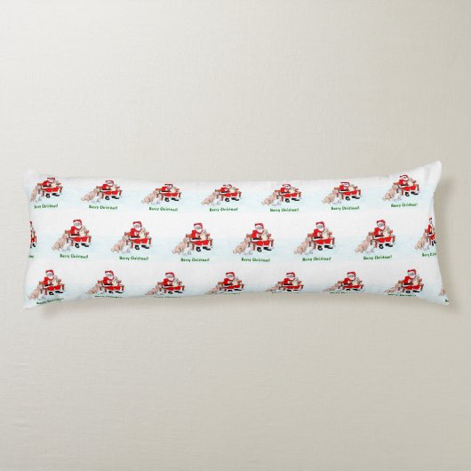 Frohe Weihnachten! Weihnachtsmann mit Katze und Hu Seitenschläferkissen (Rückseite)