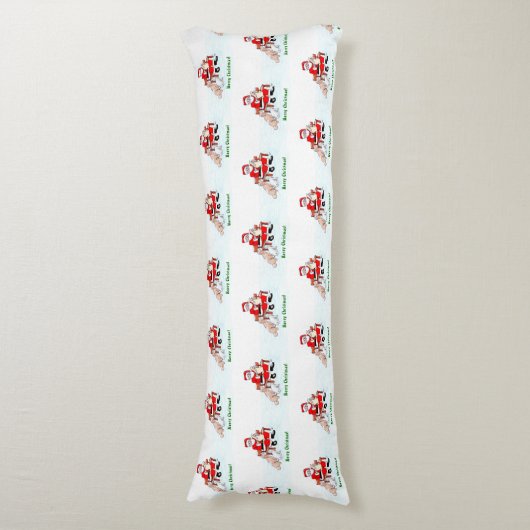 Frohe Weihnachten! Weihnachtsmann mit Katze und Hu Seitenschläferkissen (Vorderseite Vertikal)