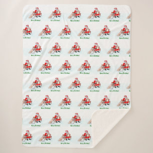 Frohe Weihnachten! Weihnachtsmann mit Katze und Hu Sherpadecke