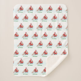 Frohe Weihnachten! Weihnachtsmann mit Katze und Hu Sherpadecke