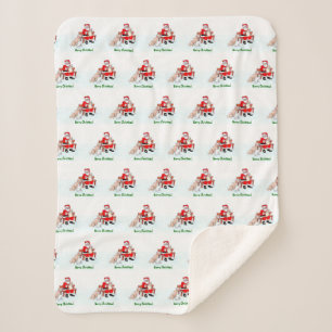 Frohe Weihnachten! Weihnachtsmann mit Katze und Hu Sherpadecke