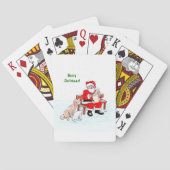 Frohe Weihnachten! Weihnachtsmann mit Katze und Hu Spielkarten (Rückseite)