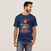 Frohe Weihnachten Weihnachtsmann mit Sonnenbrille T-Shirt (Vorne ganz)