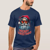 Frohe Weihnachten Weihnachtsmann mit Sonnenbrille T-Shirt (Vorderseite)
