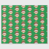 Frohe Weihnachten Weihnachtsmann Mustache und Bril Geschenkpapier (Flach)