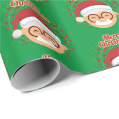 Frohe Weihnachten Weihnachtsmann Mustache und Bril Geschenkpapier (Rolleneckpunkt)