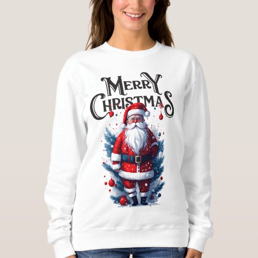Frohe Weihnachten Weihnachtsmann Pajama Sweatshirt (Vorderseite)
