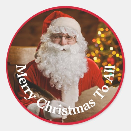 Frohe Weihnachten Weihnachtsmann personalisieren Runder Aufkleber (Vorderseite)