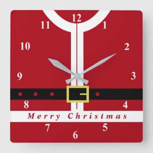 Frohe Weihnachten - Weihnachtsmann Quadratische Wanduhr