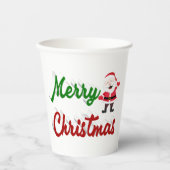 Frohe Weihnachten Weihnachtsmann rot grün Drehbuch Pappbecher (Vorderseite)