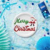 Frohe Weihnachten Weihnachtsmann rot grün Drehbuch Pappteller (Party)