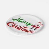Frohe Weihnachten Weihnachtsmann rot grün Drehbuch Pappteller (Schrägansicht)