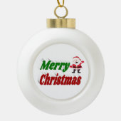 Frohe Weihnachten Weihnachtsmann rot-grüne Typogra Keramik Kugel-Ornament (Vorderseite)