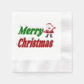 Frohe Weihnachten Weihnachtsmann rot-grüne Typogra Serviette (Vorderseite)
