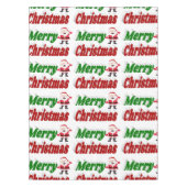 Frohe Weihnachten Weihnachtsmann rot-grüne Typogra Tischdecke (Vorderseite)