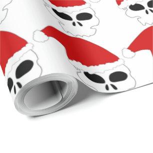 "FROHE WEIHNACHTEN" WEIHNACHTSMANN SCHÄDEL KOPF GESCHENKPAPIER