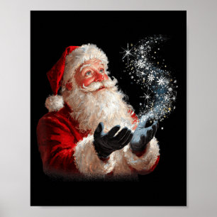 Frohe Weihnachten Weihnachtsmann Schneeflocken Win Poster