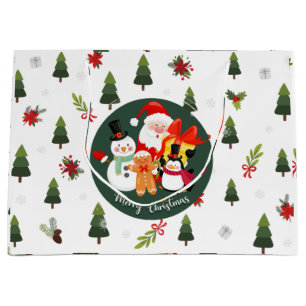Frohe Weihnachten Weihnachtsmann, Schneemann, Ping Große Geschenktüte