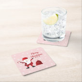 Frohe Weihnachten Weihnachtsmann Snowflakes Red Wh Rechteckiger Pappuntersetzer (Vor Ort)