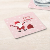 Frohe Weihnachten Weihnachtsmann Snowflakes Red Wh Rechteckiger Pappuntersetzer (angewinkelt)