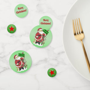 Frohe Weihnachten Weihnachtsmann Tiere Tree Green Konfetti