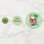 Frohe Weihnachten Weihnachtsmann Tiere Tree Green Konfetti (Rückseiten)