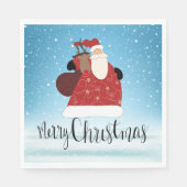 Frohe Weihnachten Weihnachtsmann und Rudolph Serviette (Vorderseite)