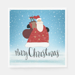 Frohe Weihnachten Weihnachtsmann und Rudolph Serviette