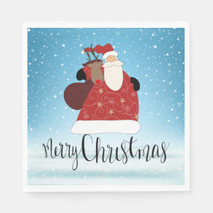 Frohe Weihnachten Weihnachtsmann und Rudolph Serviette