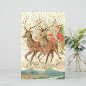 Frohe Weihnachten (Weihnachtsmann und sein Rentier Briefpapier (Stehend Vorderseite)