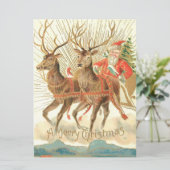 Frohe Weihnachten (Weihnachtsmann und sein Rentier Karte (Stehend Vorderseite)