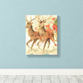 Frohe Weihnachten (Weihnachtsmann und sein Rentier Leinwanddruck (Insitu (Holzboden))