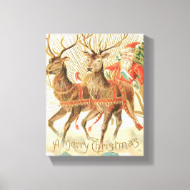 Frohe Weihnachten (Weihnachtsmann und sein Rentier Leinwanddruck