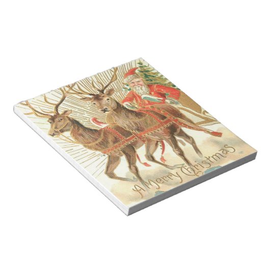 Frohe Weihnachten (Weihnachtsmann und sein Rentier Notizblock (angewinkelt)