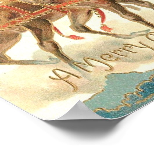 Frohe Weihnachten (Weihnachtsmann und sein Rentier Poster (Ecke)