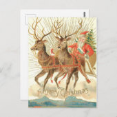 Frohe Weihnachten (Weihnachtsmann und sein Rentier Postkarte (Vorne/Hinten)
