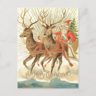 Frohe Weihnachten (Weihnachtsmann und sein Rentier Postkarte