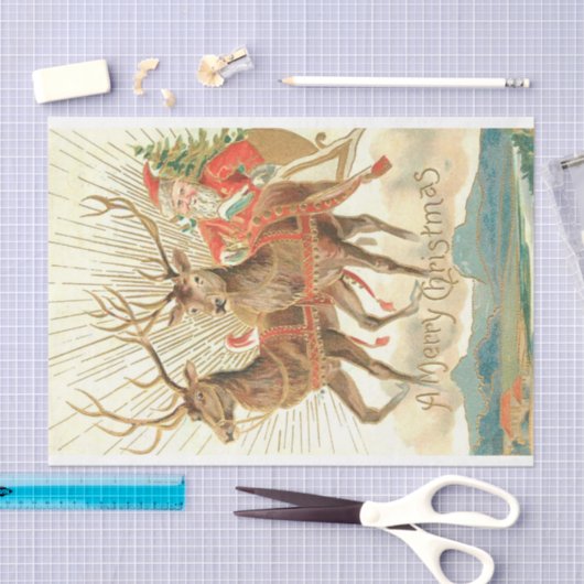 Frohe Weihnachten (Weihnachtsmann und sein Rentier Seidenpapier (Handwerk)