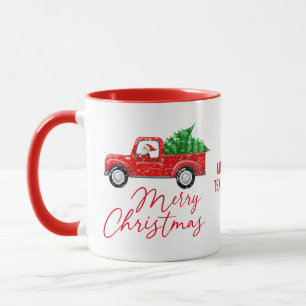 Frohe Weihnachten Weihnachtsmann Vintag Red Truck Tasse
