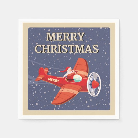 Frohe Weihnachten Weihnachtsmann Vintag Serviette (Vorderseite)